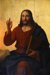 Saint Nicolas melkite kyrka, Marseille. Jesus ikon. Frankrike