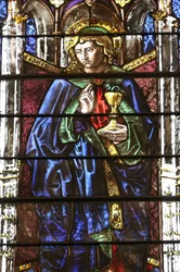 Saint Pierre katedral. Fönster i målat glas. Sankt Johannes. Genève. Schweiz