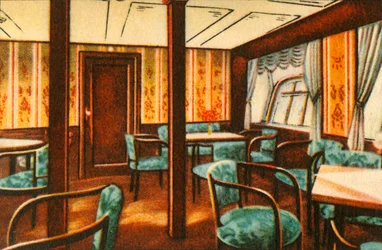 Salong ombord på en zeppelinare, 1932.