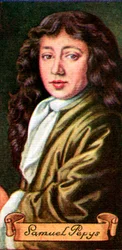 Samuel Pepys, hämtat från en serie cigarettkort, 1935