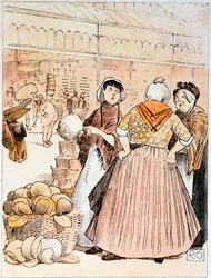 Scen på Covent Gardens frukt- och grönsaksmarknad, London, tidigt 1900-tal