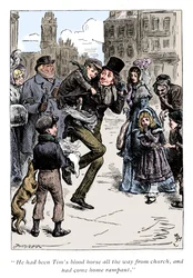 Scen från A Christmas Carol av Charles Dickens, 1843