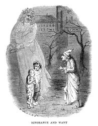 Scen från A Christmas Carol av Charles Dickens, 1843