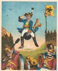 Scen från Baron Munchausens äventyr av Rudolph Erich Raspe, c1850