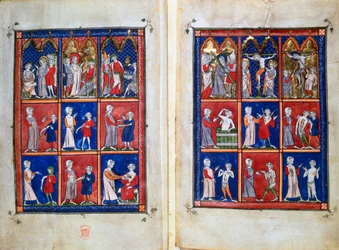 Scener ur Kristi liv och läkare med patienter, c1300