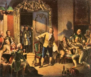 Schiller läser sin första pjäs, Die Räuber The Robbers, 1936.