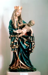 Schone Madonna, målad staty, från Pfarrkirche, Bad Aussee, Österrike