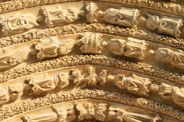 Skulpturer. Stefansdomen, Bourges, Frankrike