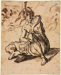Sittande figur, 1600-tal.