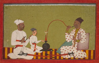 Sittande prins röker vattenpipa, c, 1710-1715.