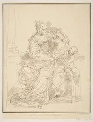 Sittande kvinna med putto, 1775.