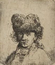 Självporträtt i pälsmössa: Byst, 1700-tal., 1700-tal.