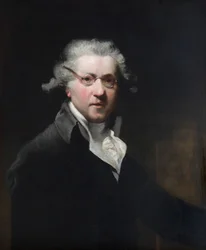 Självporträtt av den engelske målaren Joshua Reynolds med glasögon, 1700-tal