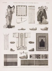 Serie av illustrationer av traditionella kläder