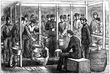 Serverande portvakt på ett truppskepp, 1878