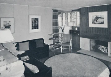 Sewall Smith. Vardagsrum i arkitektens eget hem i Niagara Falls, N.Y., i en turkos korall