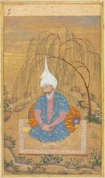 Shah Tahmasp I 1514-1576 Sittande i ett landskap, ca. 1575.