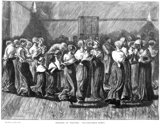 Shakers som dansar på ett möte, Lebanon Springs, New York, USA, 1870