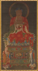 Shakyamuni Triad: Buddha deltog av Manjushri och Samantabhadra, 1300-talet.