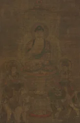 Shakyamuni Triad: Buddha deltog av Manjushri och Samantabhadra, ca. 900.