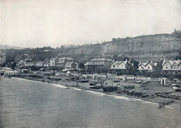 Shanklin - Utsikt över stranden och höjderna, 1895