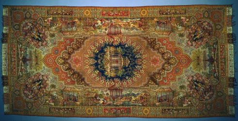 Sjal med genrescener, 1875-1899.