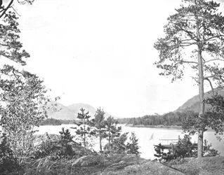 Shelving Rock Mountain, Lake George, delstaten New York, USA, c1900.