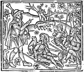 Herdar med sina flockar och hundar, tidigt 1500-tal
