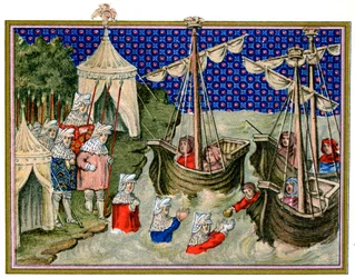 Fartyg som tar med proviant till den engelska värden, Richard II:s kampanj i Irland, 1399, 1893