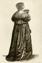 Visar en engelsk gentlewomans klänning, 1640, 1937.