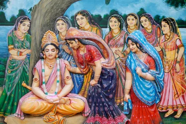 Shree Krishna tar formen av Gauranga Vrindavan Inde