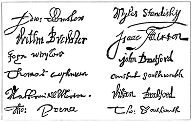 Pilgrimsfädernas signaturer, 1620-talet, c1920