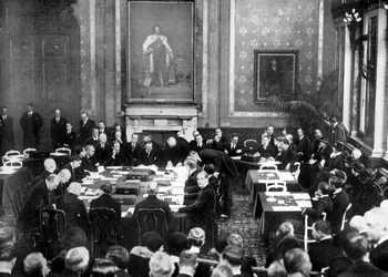 Undertecknande av Locarno-fördragen vid det brittiska utrikeskontoret, London, 1925-1926