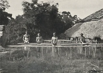 Singalesiska kanelarbetare på jobbet, 1926