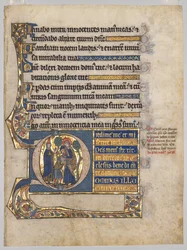 Enstaka blad utskuret från en psalter: Initial D[ominus illuminatio mea] med Samuel, ca. 1270-1290.