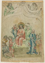 Single Leaf from a Biblia Pauperum: Christ Carrying the Cross verso, ca. 1410.