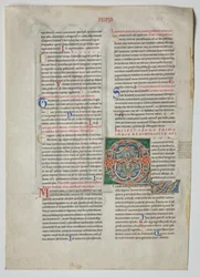 Enkelt blad från ett dekret av Gratianus: Dekorerade initialer av en man som hade en son, c1160-1165