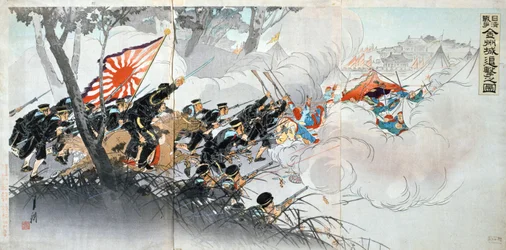 Kinesiskt-japanska kriget, 1800-talet. Japanskt tryck. Privat samling