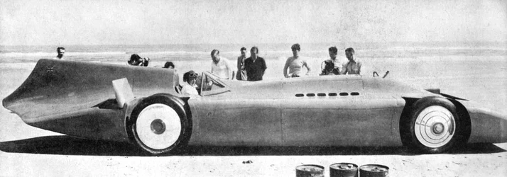 Sir Malcolm Campbell 1885-1948 i Bluebird, Daytona Beach, Florida, 7 mars 1935 1936.