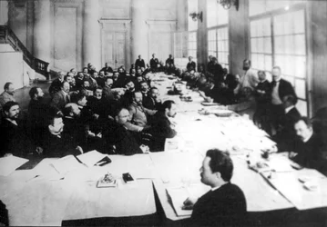 Sitter i Första dumans jordbrukskommission, St Petersburg, Ryssland, 1906