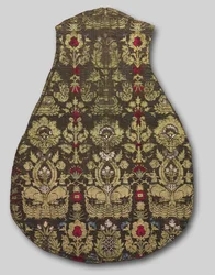 Sexfärgad chasibelfront med djurmönster, 1415-25.