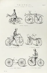 Sex tidiga former av cykel, c1870