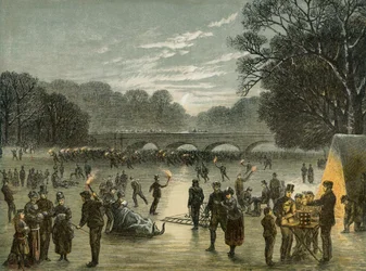 Skridskoåkning på Serpentine i Hyde Park, London, c1850