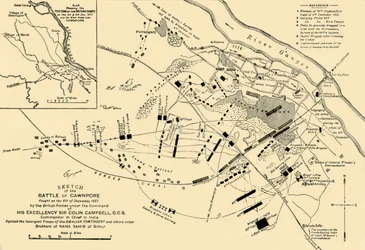 Skiss över slaget vid Cawnpore, 1857, 1901.