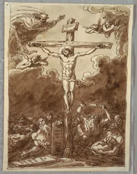 Sketchbook Folio, The Crucifixion, Study after Ludovica Carracci