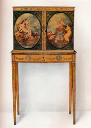 Litet mahognyskåp på stativ, c1680