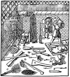 Smältning av malmer guld, silver, koppar och bly, 1556