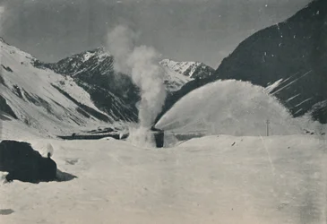 Snöplog i arbete bland Anderna, 1916