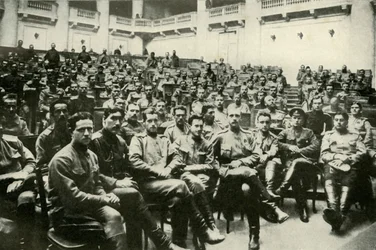 Soldatdelegater från de ryska arméerna vid Douma, 1919.