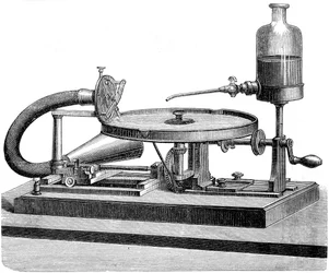 Ljudinspelning Skiva Elmotor Batterivätska, c1880